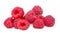 Close-up raspberry. Raw, ripe, juicy, pink raspberries isolated on a white background. Raspberry flavor. Summer berries.
