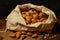 Close-up of raw almonds - Generative AI
