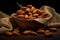 Close-up of raw almonds - Generative AI