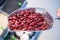 Close up Raw red beans on a scoop in the market. wholegrain for clean food and lean food. healthy vegetable food.