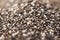 Close-up of raw, unprocessed, dried black chia seeds