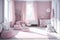 Close-up realistic cosy modern light color nursery room