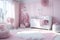 Close-up realistic cosy modern light color nursery room