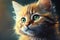 Close-up realistic little ginger cute kitten portrait isolated on clean background. Generative AI