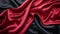 Close-Up of Red and Black Silky Satin Fabric. Generative AI