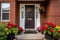 close-up of a red brick colonial front door