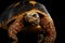 Close-up of Red-footed tortoises, Chelonoidis carbonaria, Isolated black background