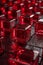 A close up of a red glass wall with many small pieces, AI