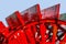 Close-up of a red paddle wheel