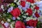 Close  up of red roses in a bouquet