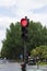 Close-up of a red traffic light