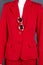 Close up red women blazer with sunglasses.