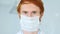 Close Up of Redhead Reseach Scientist, Doctor in Mask