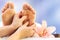 Close up reflexology massage on feet