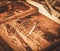 Close-up of the restorer worktable in his workshop