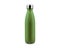 Close-up of reusable, steel thermo eco bottle for water, isolated on white background, color of dark Green Chive.