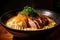 close-up of rich and creamy bowl of ramen, with delicate pork broth, slow-cooked noodles, and layers of flavor