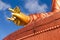 Close up at the right golden hand with mace of Guru Rinpoche statue, the patron saint of Sikkim in Guru Rinpoche Temple at Namchi