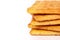 Close up rim of the stacking healthy whole wheat cracker on wh