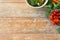 Close up of ripe vegetables on wooden table