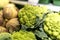 Close up of ripe and vibrant green Romanesco and swede vegetable