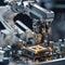 A close-up of a robotic arm assembling intricate microelectronics with precision2