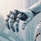 Close-up of a robotic white arm. AI generated