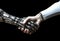 Close up of robots handshake. Generative AI