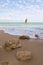 Close up of rocks and atlantic ocean on secret camilo beach background