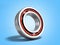 Close up of roller bearing 3d render on blue