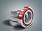 Close up of roller bearing 3d render on grey