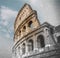 Close up on Roman colloseum in Rome, Italy, sketch to photo effect, soft focus