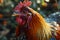 Close-Up of Rooster in Field, A Detailed View of a Fierce and Majestic Farm Animal