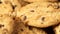 Close up of rotating chocolate chip Cookies