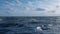 Close Up Of Rough Ocean Waves Against Blue Sky