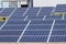 Close up rows array of polycrystalline silicon solar cells or photovoltaics cell in solar power plant station