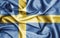 Close up of ruffled flag of Sweden