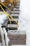 Close-up of runners on an Inuit sled,  also known as a Komatik and used as northern transportation