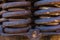 Close-up of rusted springs on freight train boxcar