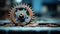 A close up of a rusty gear wheel on top of some metal, AI