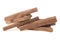 Close up of sandalwood sticks isolated on white background