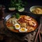 Close up of Sarawak laksa food Generative AI