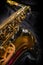 Close up Saxophone jazz instrument, Alto saxophone on black background.