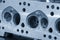 Close-up scene of aluminum cylinder head.