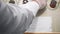 Close-up of scientist`s hand taking one of the minerals on the table and putting this on a white fabric. Stock footage