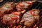 close-up of seasoned lamb chops on the barbecue