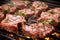 close-up of seasoned lamb chops on the barbecue