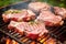 close-up of seasoned lamb chops on the barbecue