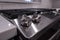 Close up, selective focus on control panel knobs on a gas stove top