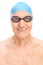 Close-up on a senior with swimming cap